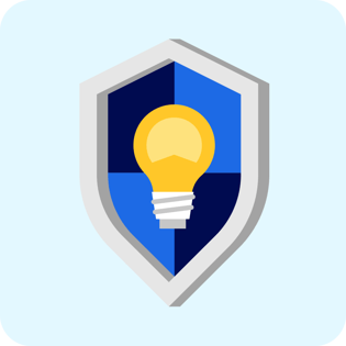 A lightbulb with bettermart logo on it inside a shield.